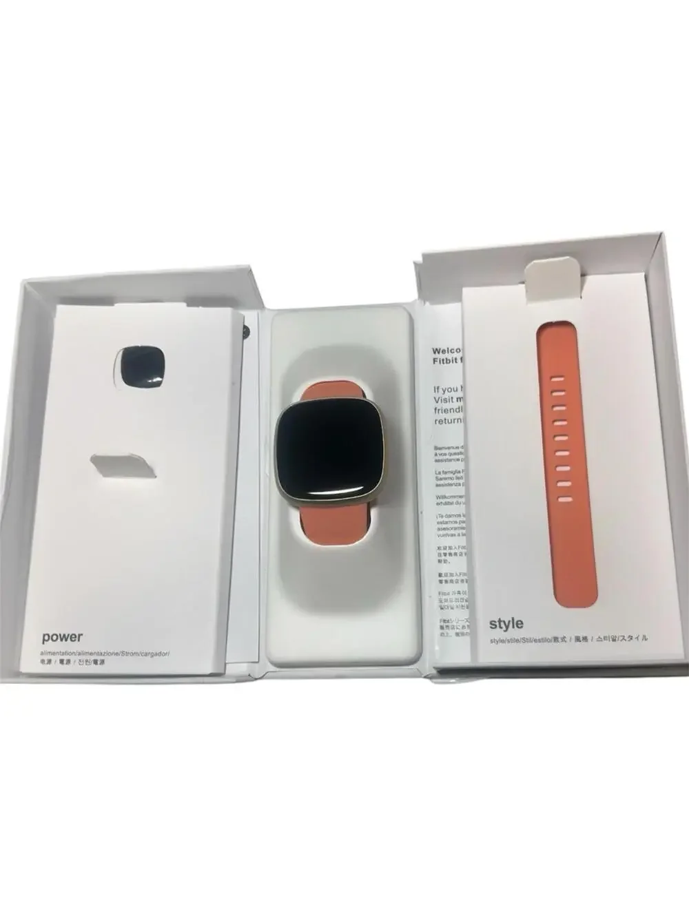 Fitbit Versa 3 40 mm Pink Rubber Case with Gold Aluminum Band GPS Smartwatch NEW